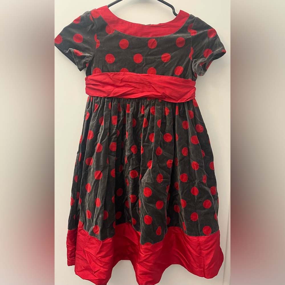 Charming Red and Black Polka Dot Kids Dress